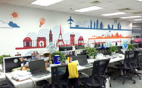 独山教你设计办公室墙绘的方法。